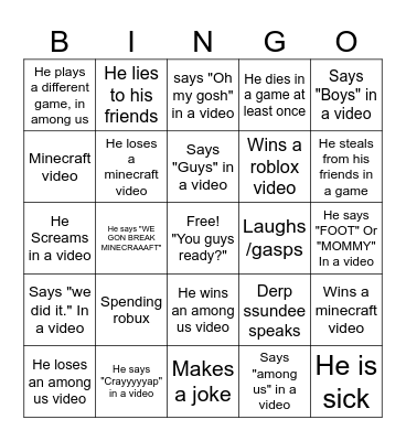 SSundee Bingo Card