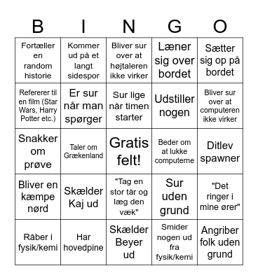 Tasja Bingo Card