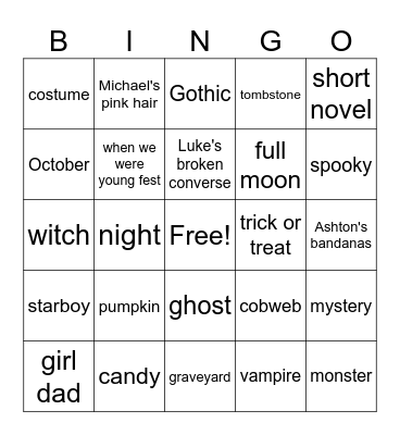 Halloween Booksos Bingo Card