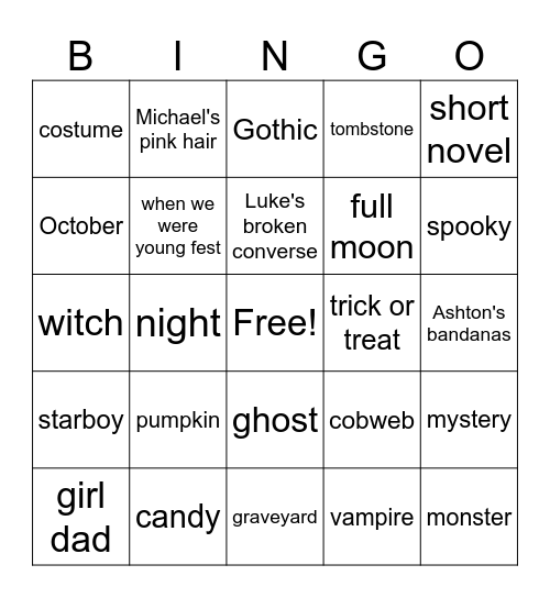 Halloween Booksos Bingo Card