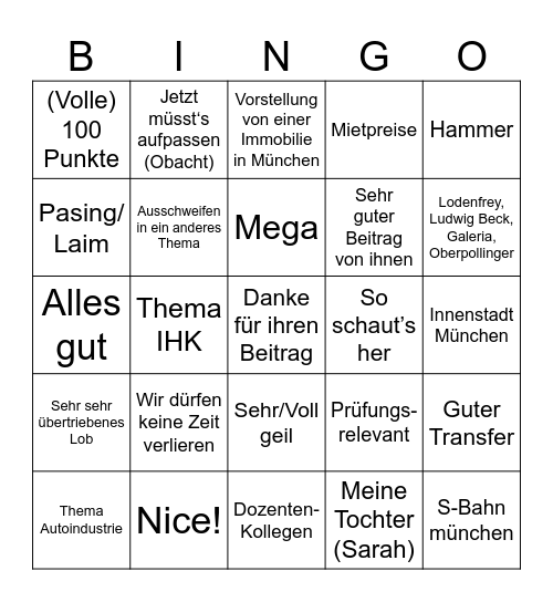 Dr. Gewald Bingo Card