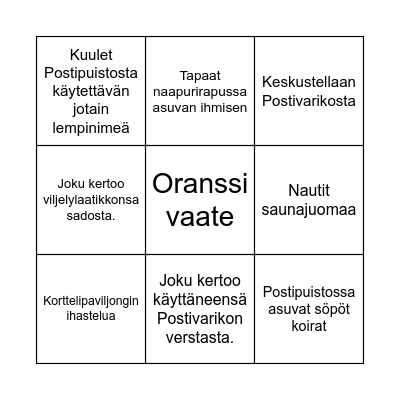Postipuisto-bingo Card