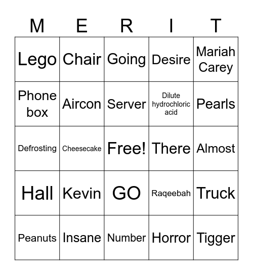 Merit Club Bingo Card