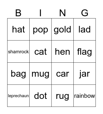 St. Patrick's day words Bingo Card