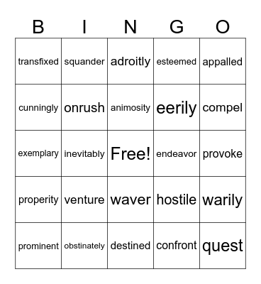 Cycle 3 Vocabulary Bingo Card