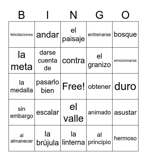 Cosas para Hacer Bingo Card