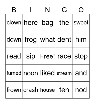 Unit 2 Bingo Card