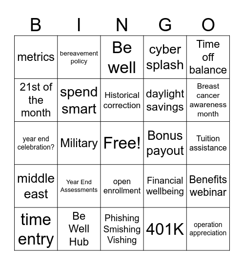 Velez Team Meeting Bingo Card