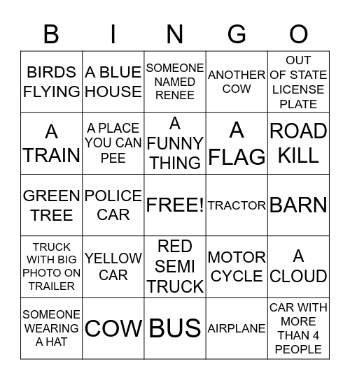 WATERLOO ROAD TRIP Bingo Card