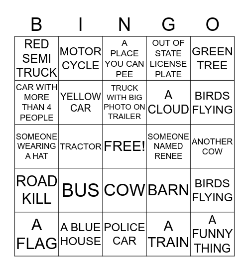 WATERLOO ROAD TRIP Bingo Card