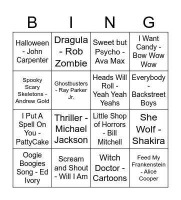 Halloween Bingo Card