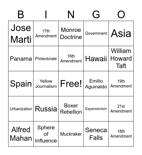 Ch.7+8 Test Review Bingo Card