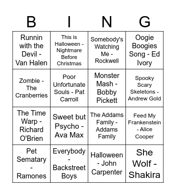 Halloween Bingo Card