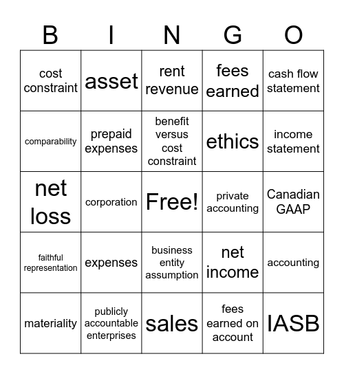 Accounting  Bingo Card