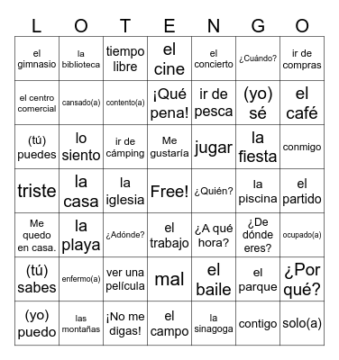 TEMA 4 Bingo Card