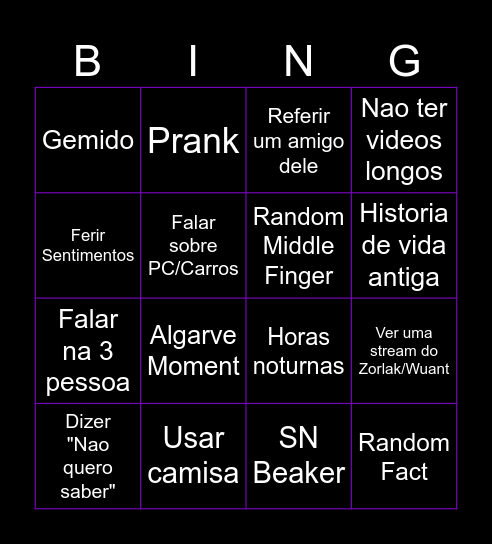 Vitalz Bingoz Bingo Card
