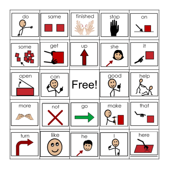 Core Vocabulary Bingo Card