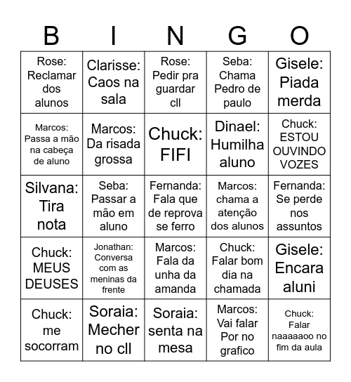 Profs castelo branco Bingo Card