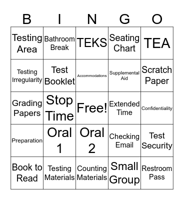 STAAR Training Bingo! Bingo Card