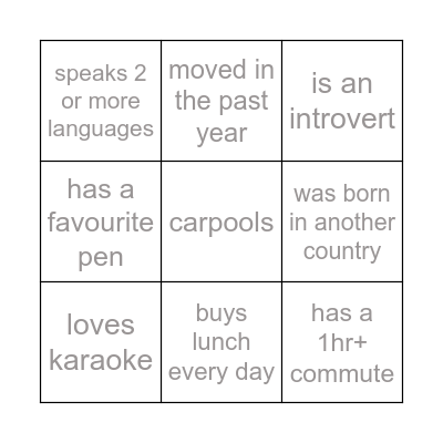 Find someone who... Bingo Card