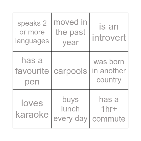 Find someone who... Bingo Card