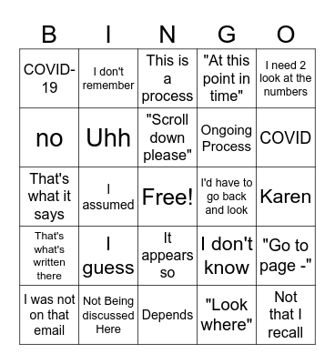 John Gibbs us Bingo Card