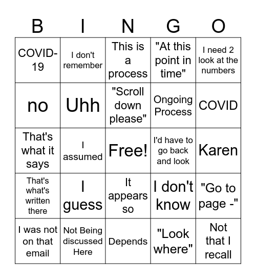 John Gibbs us Bingo Card