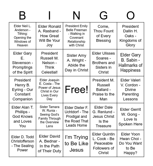 2023 Conference Review! Bingo Card