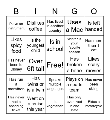 All Hands Bingo Card