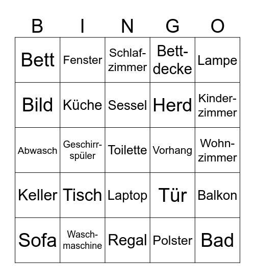 In der Wohnung Bingo Card