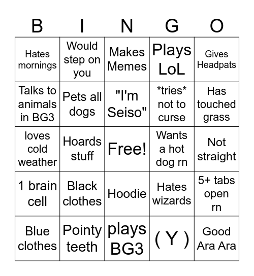 Aqwa's Vtuber Bingo! Bingo Card