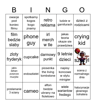 fnaf fryderyk film:powrot fryderyka Bingo Card
