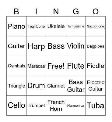 Music Bingo Card