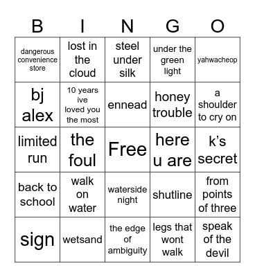 Esme BL holy grail Bingo Card