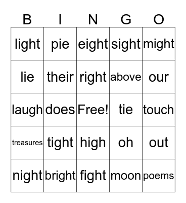 Unit #24 Bingo Card