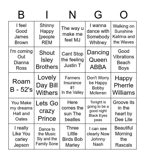 Farmers Happy Mix Bingo Card