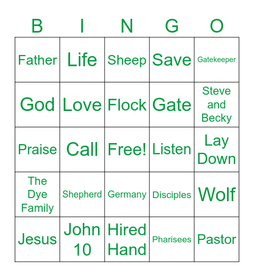 5th Sunday BINGO! Bingo Card