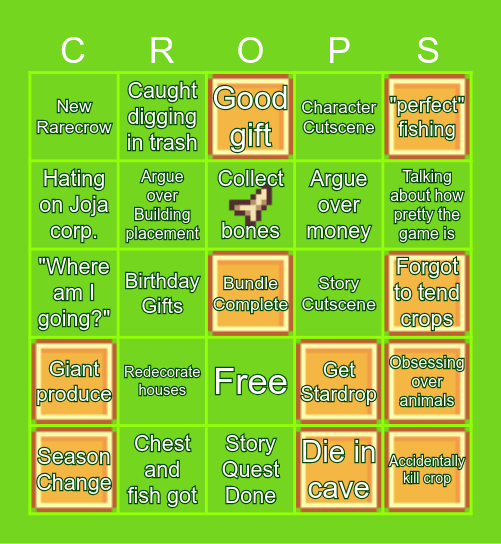 Stardew Valley Bingo Card