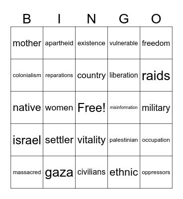 Girl Up! Bingo Card