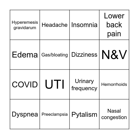 Group B Bingo Card