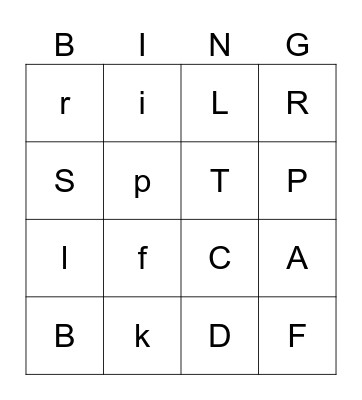 Letter Bingo Card