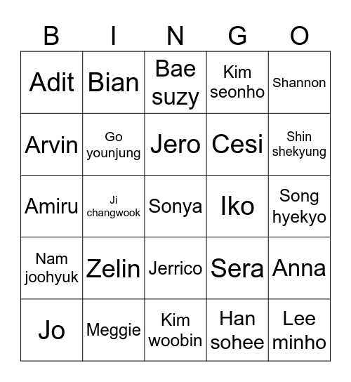 Bingo with eshal Bingo Card