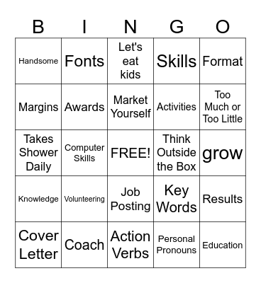 Resume Bingo Card