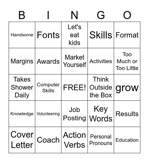 Resume Bingo Card