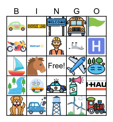 Road Trip Bingo Card