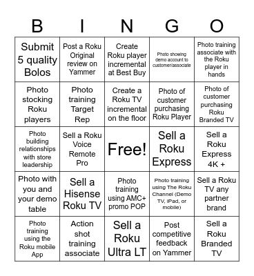Roku Bingo Card