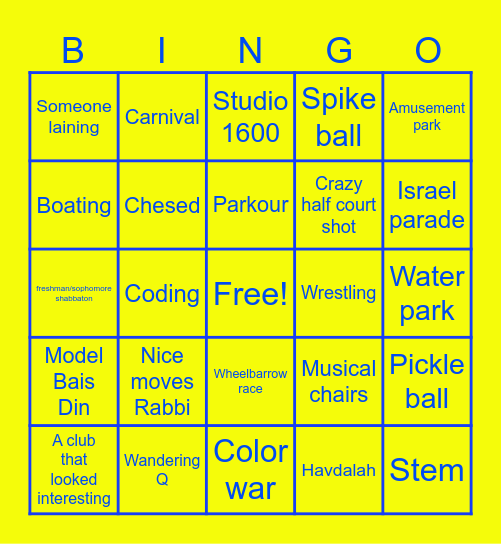 TABC Student Activities Bingo Card
