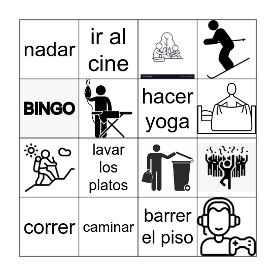 Pasatiempos, diversión y deberes Bingo Card