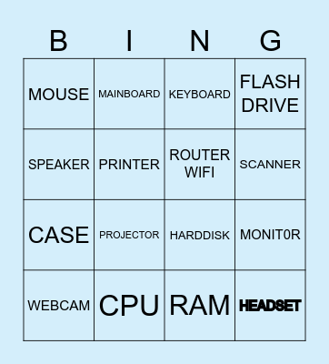 Bingo Computer Bingo Card