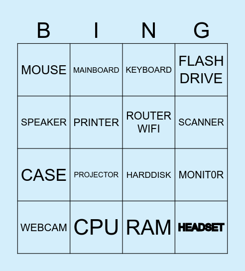 Bingo Computer Bingo Card